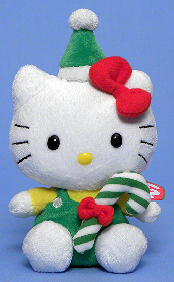 Hello Kitty (green candy cane) - Cat - Ty Beanie Babies