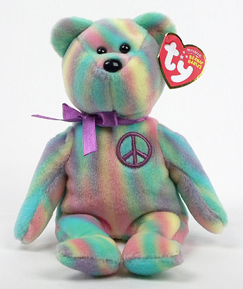 rainbow peace bear beanie baby