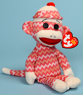 Socks the Sock Monkey (raspberry zig-zag) - Ty Beanie Babies