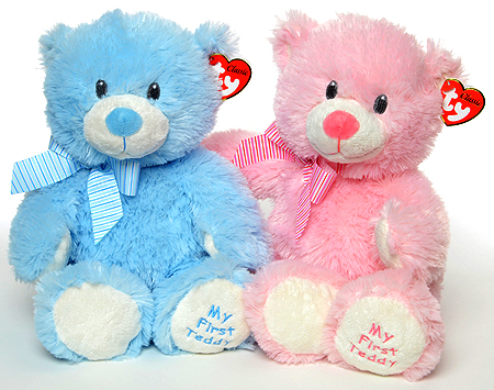 blue and pink teddy bears