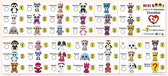 Mini Boos Series 3 checklist (in each box) - front and back