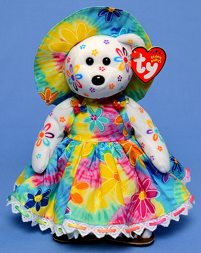 Tie Dye Peace and Love Daisy - Tina Tate decorated Ty bear