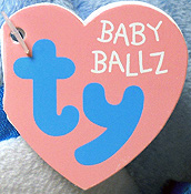 1st generation Ty Baby Ballz swing tag (front)