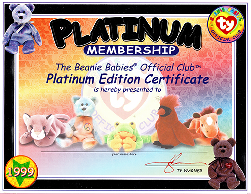BBOC 1999 Platinum Membership Certificate