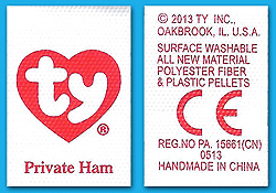 Private Ham - tush tag - front and back