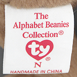 Alphabet bear tush tag - front