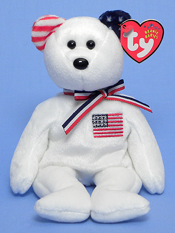America (white with blue left ear) - Ty Beanie Babies - bear