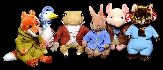 Beatrix Potter Beanie Baby set with non-gold thread lettering