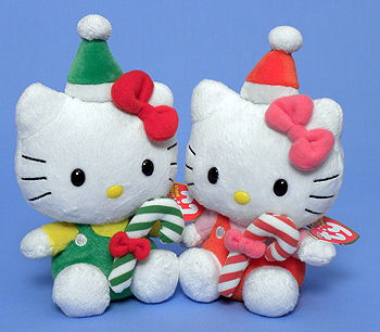 Hello Kitty - pair with red and green candy canes