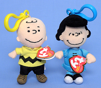 Charlie Brown and Lucy key-clips - Ty Beanie Babies