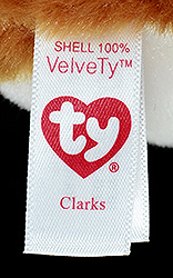 Clark - incorrect name on tush tag (front)