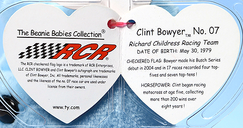 Clint Bowyer No. 07 - swing tag inside
