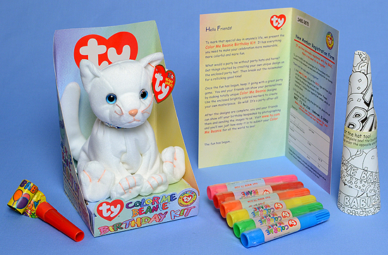 Color Me Beanie cat Birthday Kit contents