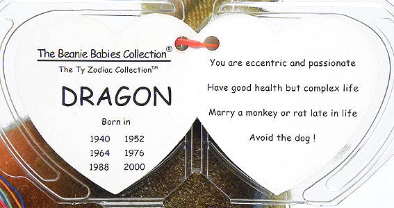 Ty Zodiac Dragon - swing tag inside