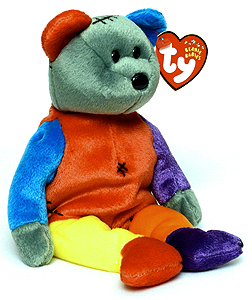 Frankenteddy (purple left, red right feet) - bear - Ty Beanie Babies