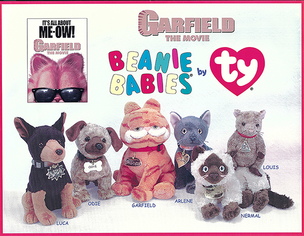 Ty retailer promotional flyer for Garfield movie Beanie Babies