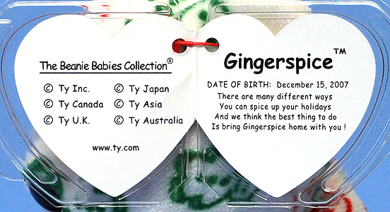 Gingerspice swing tag inside from the Ty online store