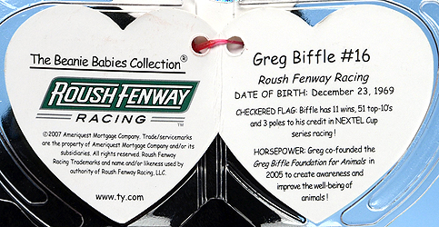 Greg Biffle #16 - swing tag inside