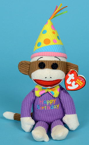 Happy Birthday Sock Monkey - Ty Beanie Babies