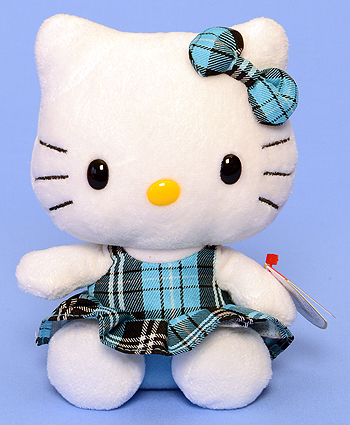 Hello Kitty (aqua tartan) - cat - Ty Beanie Babies