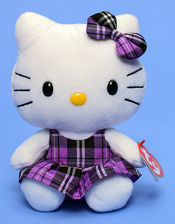 Hello Kitty (purple tartan) - cat - Ty Beanie Babies