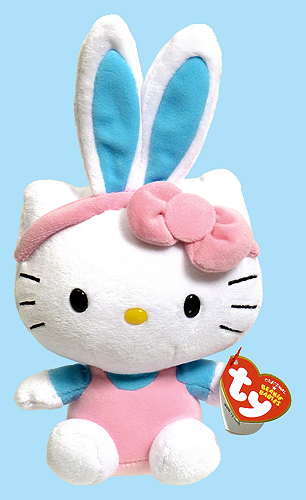 Hello Kitty (Easter, blue/turquoise bunny ears) - cat - Ty Beanie Babies