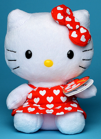 Hello Kitty (white hearts, red dress) - cat - Ty Beanie Babies