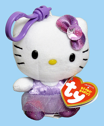 Hello Kitty (ballerina, purple tutu, key-clip) - cat - Ty Beanie Babies