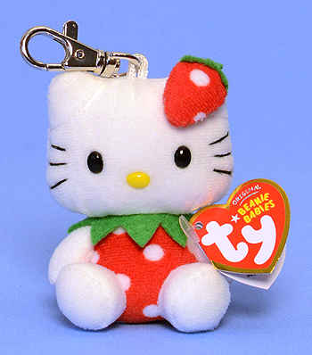 Strawberry Hello Kitty (key-clip) - Cat - Ty Beanie Babies