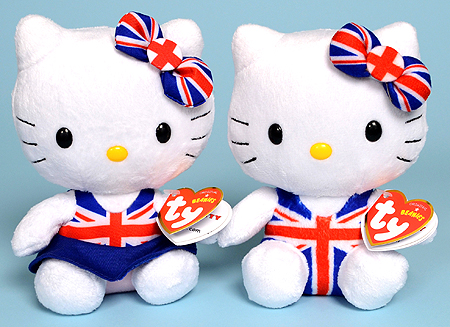 Hello Kitty (Union Jack) - Beanie Baby pair