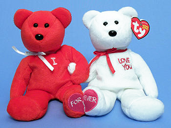I Love (heart) U - Bear couple - Ty Beanie Babies