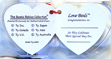 Love Birds - doves - swing tag inside