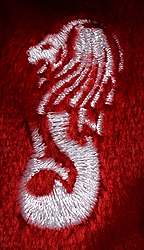 Merlion - closeup of emblem on chest