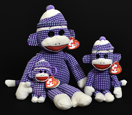 Quilted, purple sock monkey Beanie Babies