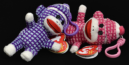 Socks the Sock Monkey clips - quilted, pink and purple