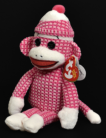 Socks the Sock Monkey (quilted, pink) - Ty Beanie Baby
