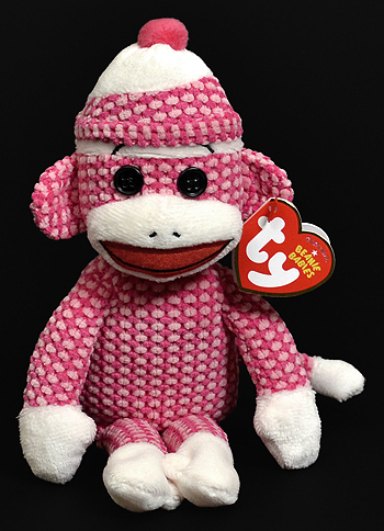 Socks the Sock Monkey (quilted, pink) - Ty Beanie Babies