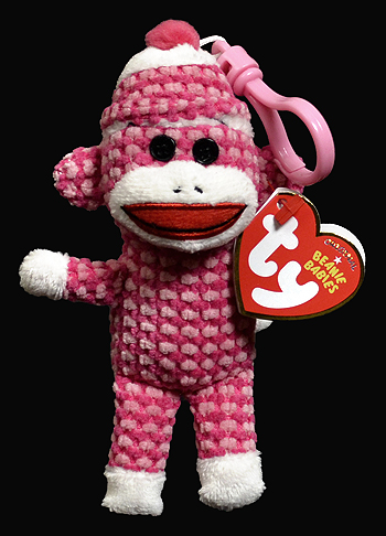 Socks the Sock Monkey (clip, quilted, pink) - Ty Beanie Babies