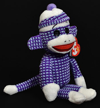 Socks the Sock Monkey (quilted, purple) - Ty Beanie Baby