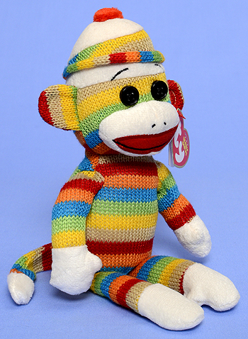 Socks the Sock Monkey (rainbow stripes) - Ty Beanie Babies