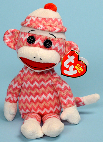 Socks the Sock Monkey (raspberry zig-zag) - Ty Beanie Babies