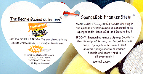 SpongeBob FrankenStein - swing tag inside