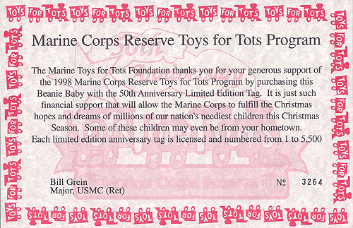 Valentino Toys for Tots certificate