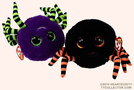 Crawly (purple) and Crawly (black) - spiders - Ty Beanie Boos