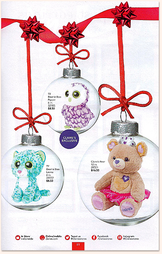 Claire's Holiday Gift Guide 2014 catalog showing Pipper