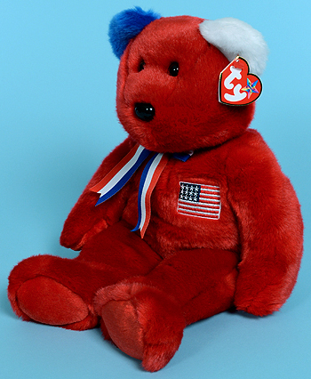 America (red, blue right ear) - bear - Ty Beanie Buddy