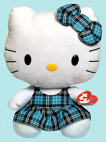 Hello Kitty (aqua tartan, extra large) - cat - Ty Beanie Buddies