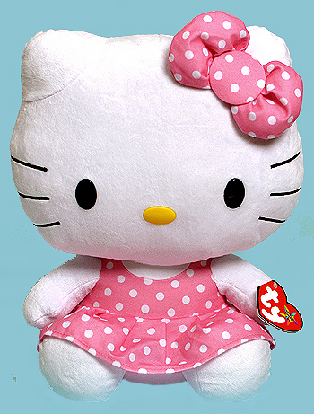 Hello Kitty (white dots on pink dress, extra large) - cat - Ty Beanie Buddies