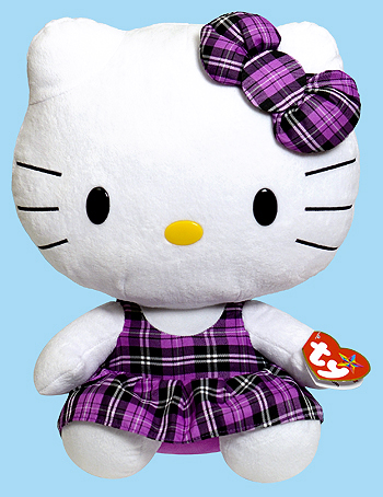 Hello Kitty (extra large, purple tartan) - cat - Ty Beanie Buddies