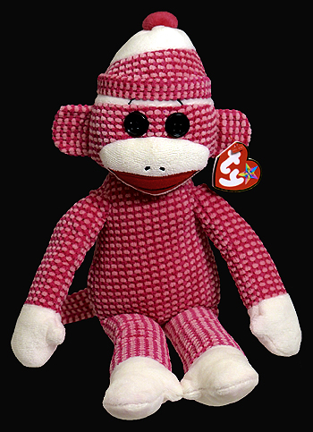 Socks the Sock Monkey (quilted, pink) - Ty Beanie Buddies